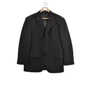 Jones New York Blazer Men's R42 Black 96% Wool Three Button Single Breasted